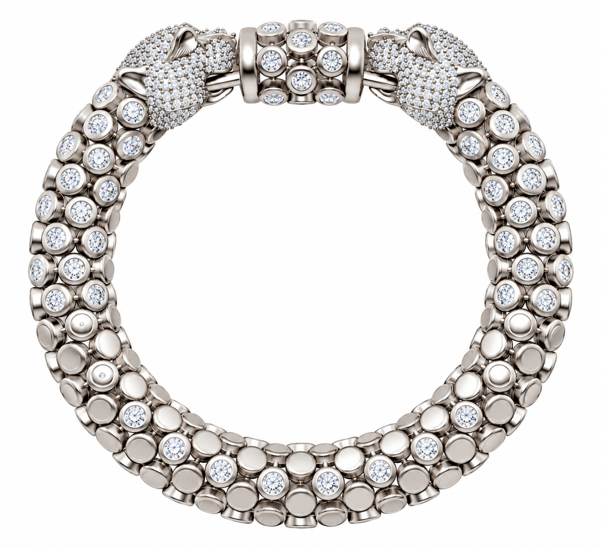 Twin Panther Head Moissanite Bracelet – 925 Sterling Silver