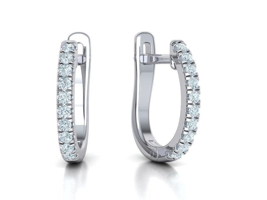 Three Row Moissanite U Hoop Huggie Earrings – Gold Plated 925 Silver
