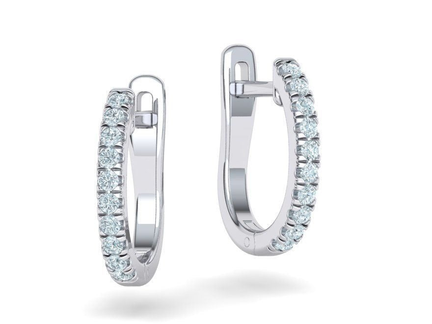 Three Row Moissanite U Hoop Huggie Earrings – Gold Plated 925 Silver