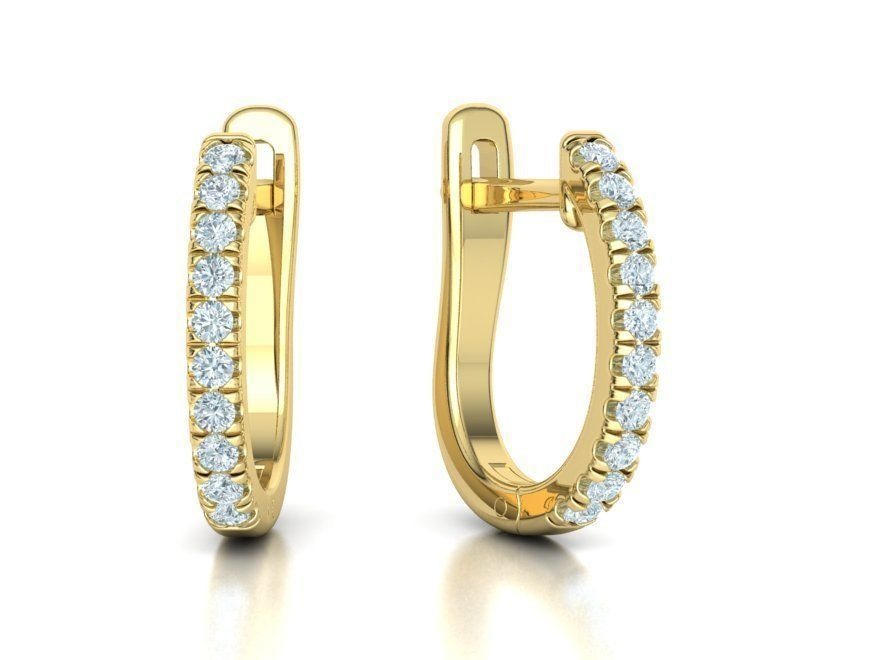 Three Row Moissanite U Hoop Huggie Earrings – Gold Plated 925 Silver