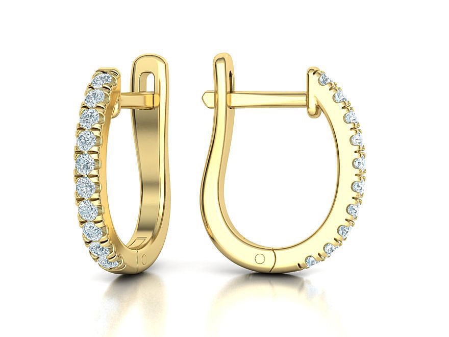 Three Row Moissanite U Hoop Huggie Earrings – Gold Plated 925 Silver