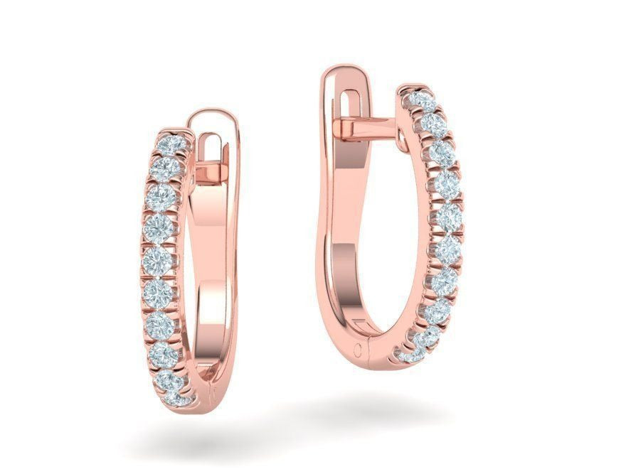 Three Row Moissanite U Hoop Huggie Earrings – Gold Plated 925 Silver