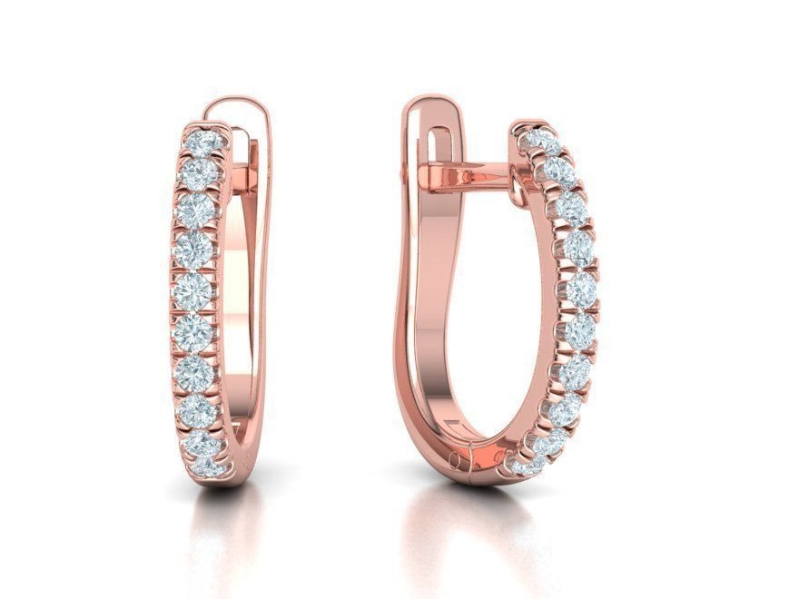 Three Row Moissanite U Hoop Huggie Earrings – Gold Plated 925 Silver
