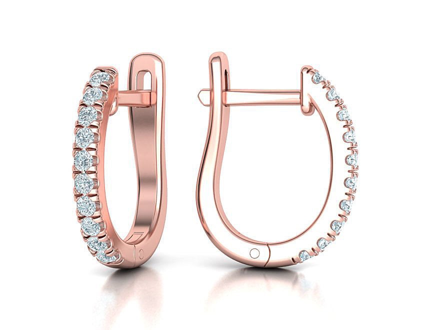 Three Row Moissanite U Hoop Huggie Earrings – Gold Plated 925 Silver