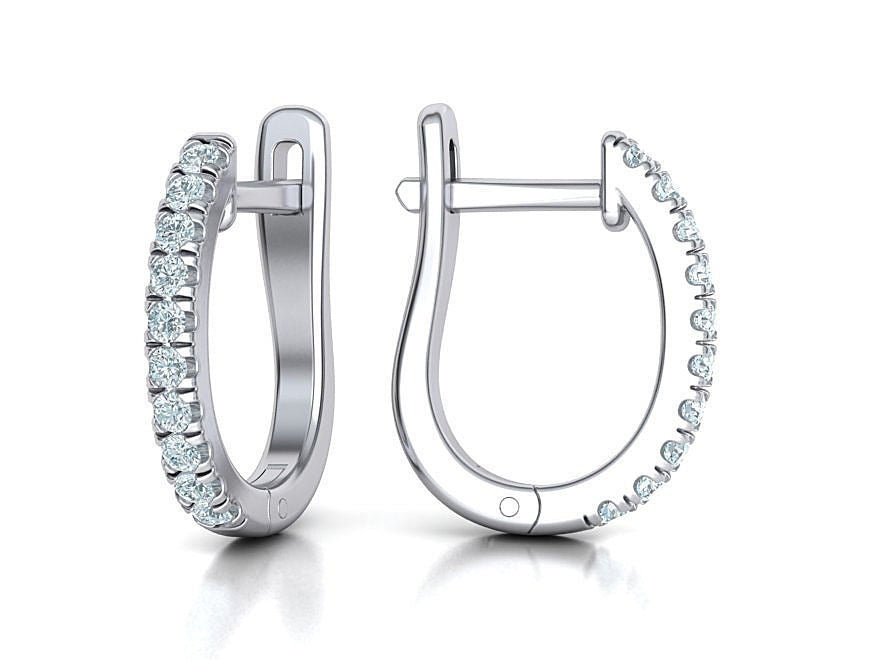 Three Row Moissanite U Hoop Huggie Earrings – Gold Plated 925 Silver