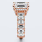 Emerald Cut Moissanite Statement Ring with Pavé Band – Gold Plated 925 Silver