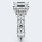 Emerald Cut Moissanite Statement Ring with Pavé Band – Gold Plated 925 Silver