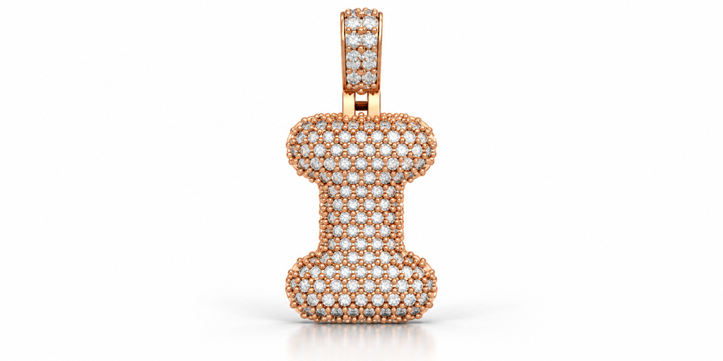 Iced Out Dog Bone Pendant – Pave Bone Charm Pendant