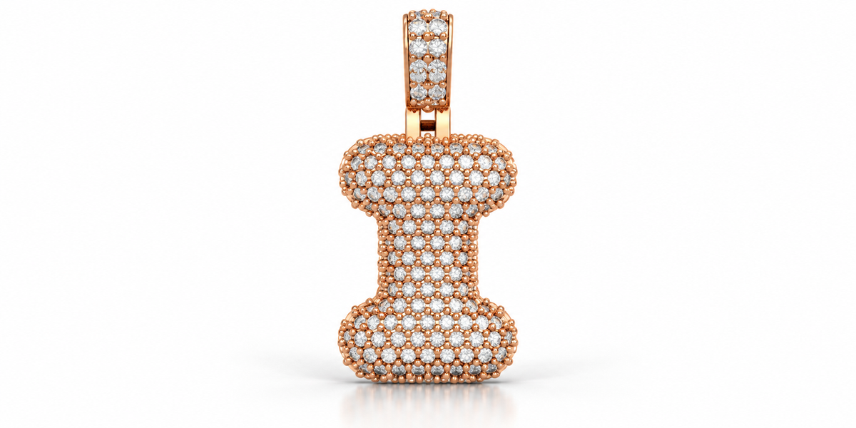 Iced Out Dog Bone Pendant – Pave Bone Charm Pendant