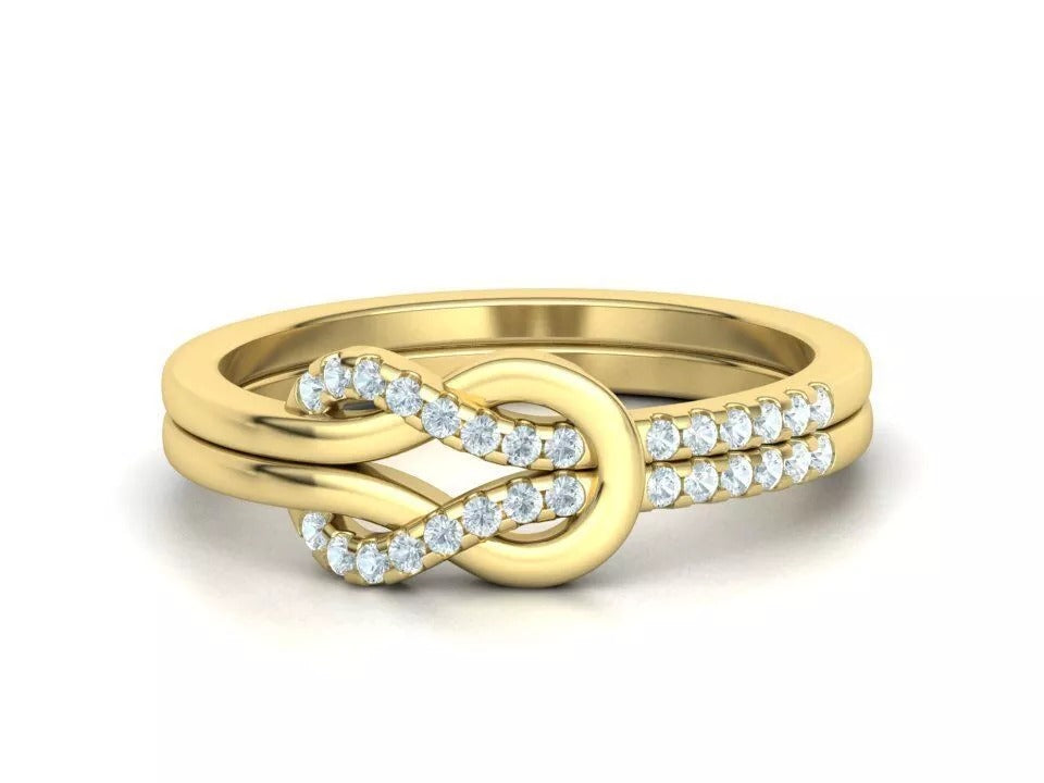 Interwoven Diamond Crossover Ring