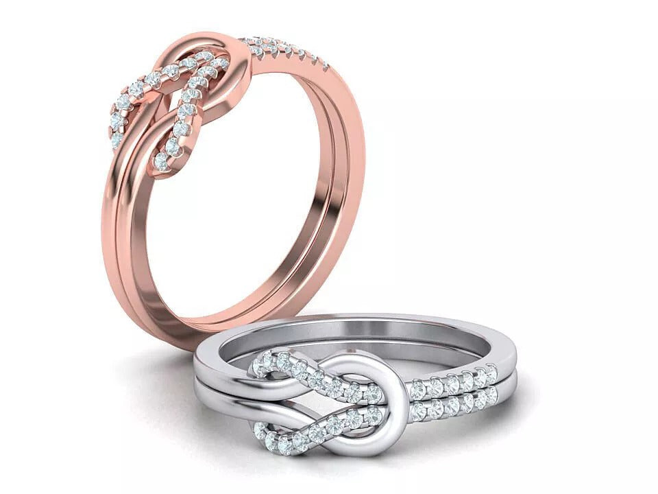 Interwoven Diamond Crossover Ring