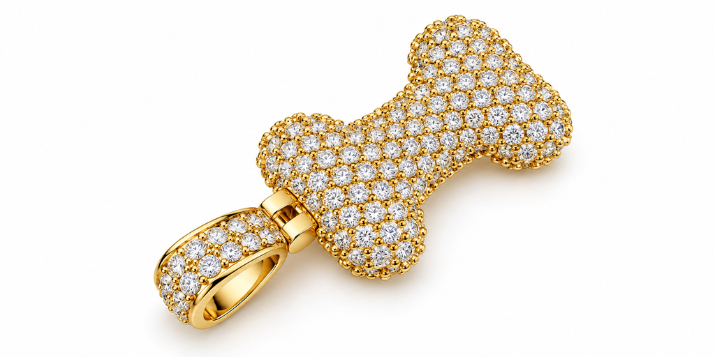 Iced Out Dog Bone Pendant – Pave Bone Charm Pendant