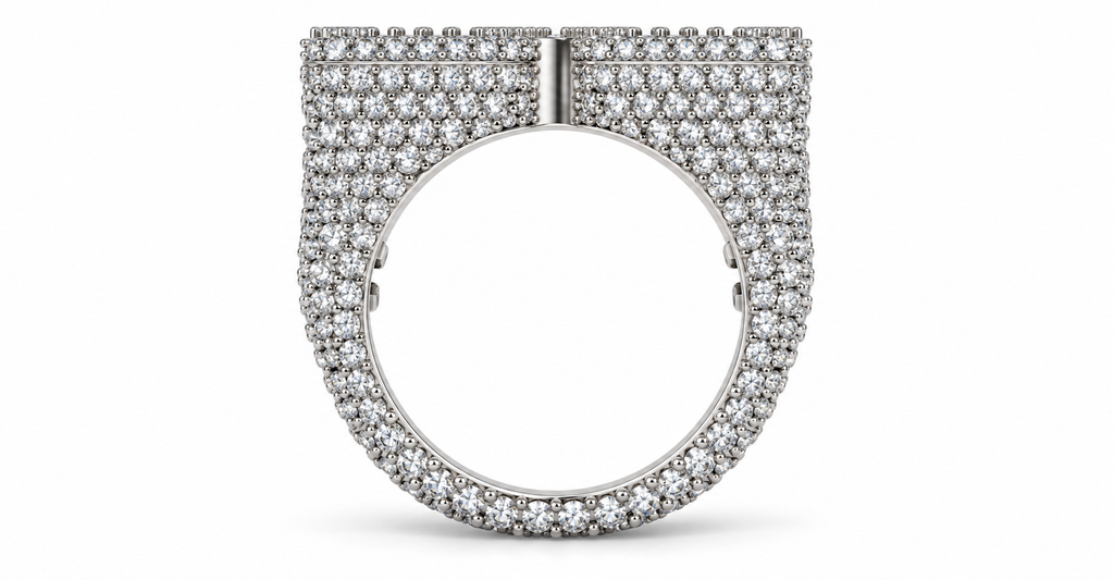 Iced Out Letter M Ring – Baguette Initial Hip Hop Ring