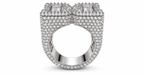 Iced Out Letter M Ring – Baguette Initial Hip Hop Ring