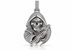 Iced Out Moissanite Grim Reaper Pendant – Gold Plated 925 Silver