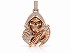 Iced Out Moissanite Grim Reaper Pendant – Gold Plated 925 Silver