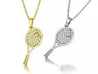 Moissanite Pavé Tennis Racket Pendant – Gold Plated 925 Silver