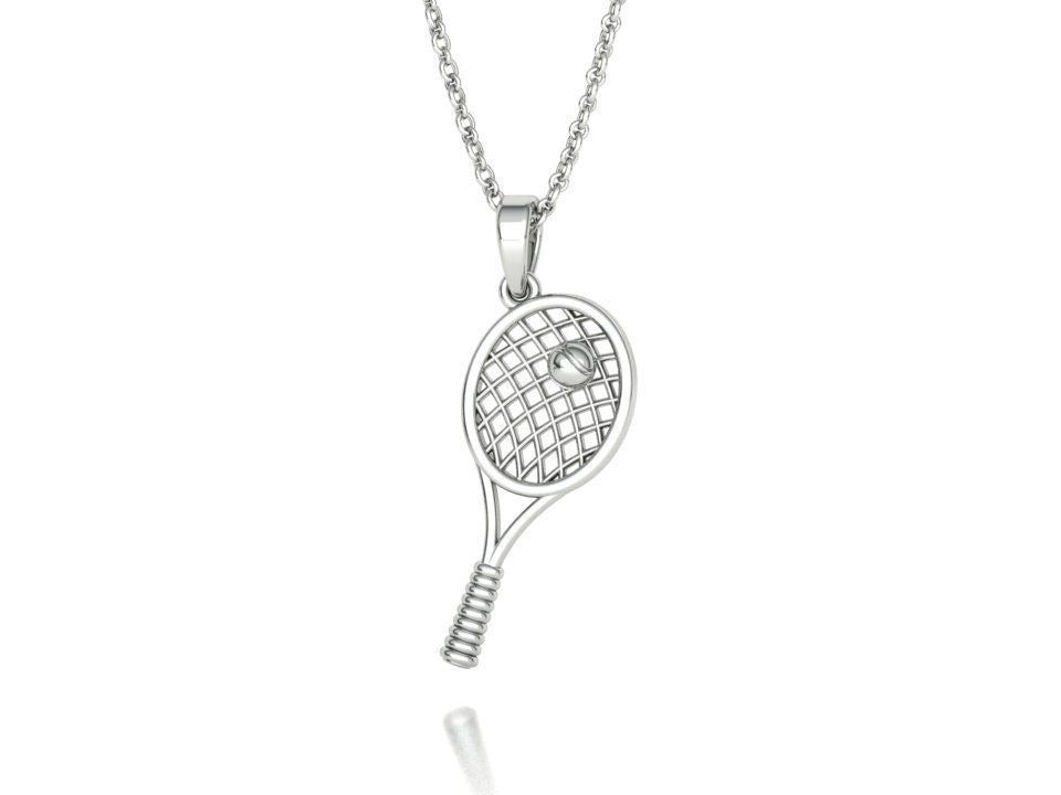 Moissanite Pavé Tennis Racket Pendant – Gold Plated 925 Silver