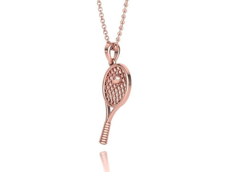 Moissanite Pavé Tennis Racket Pendant – Gold Plated 925 Silver