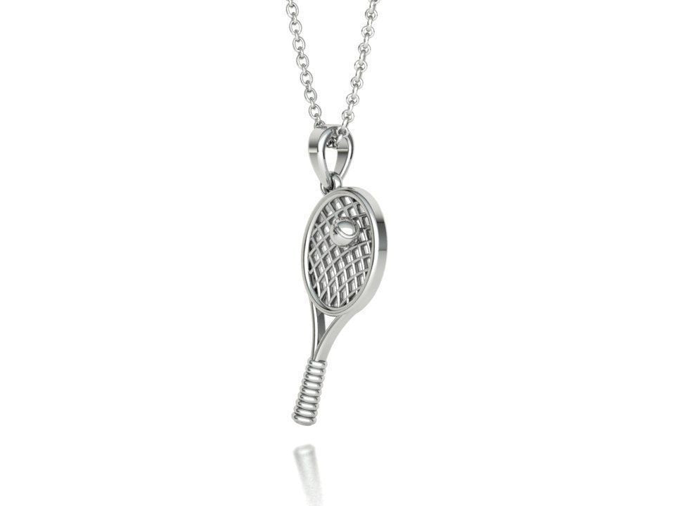Moissanite Pavé Tennis Racket Pendant – Gold Plated 925 Silver