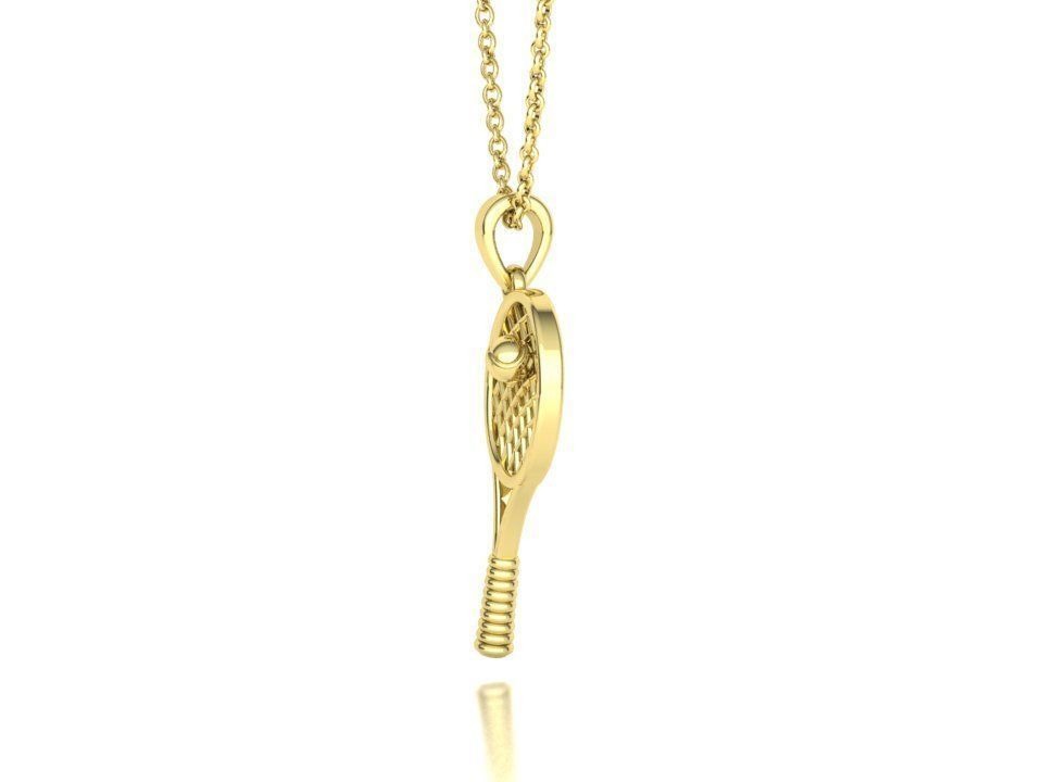 Moissanite Pavé Tennis Racket Pendant – Gold Plated 925 Silver