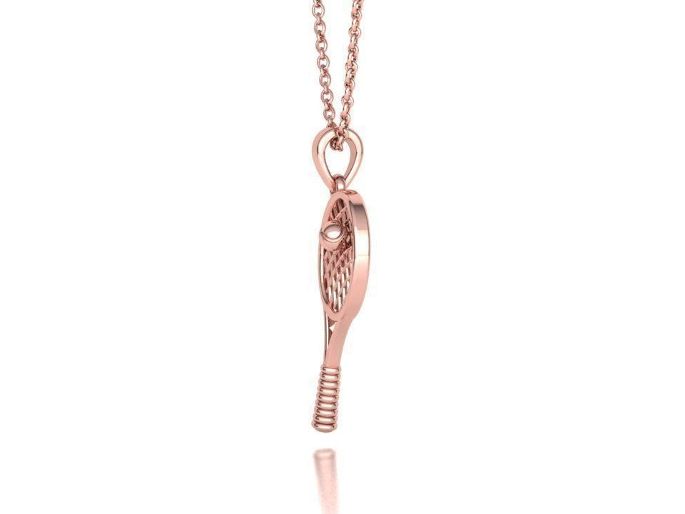 Moissanite Pavé Tennis Racket Pendant – Gold Plated 925 Silver
