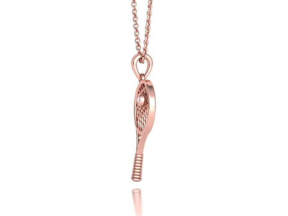 Moissanite Pavé Tennis Racket Pendant – Gold Plated 925 Silver