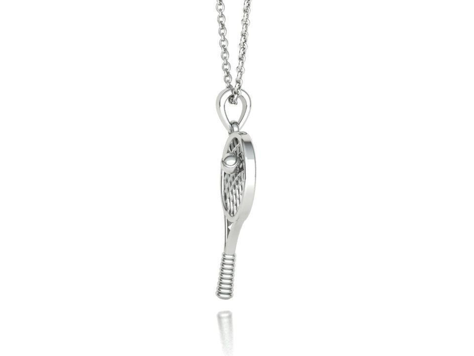 Moissanite Pavé Tennis Racket Pendant – Gold Plated 925 Silver