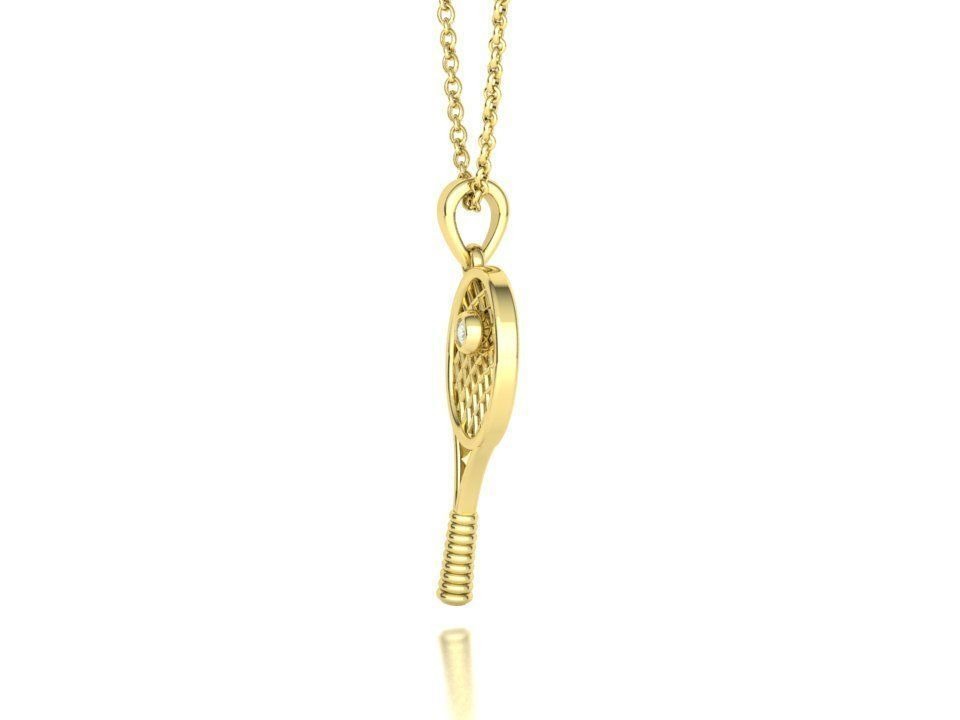 Moissanite Pavé Tennis Racket Pendant – Gold Plated 925 Silver