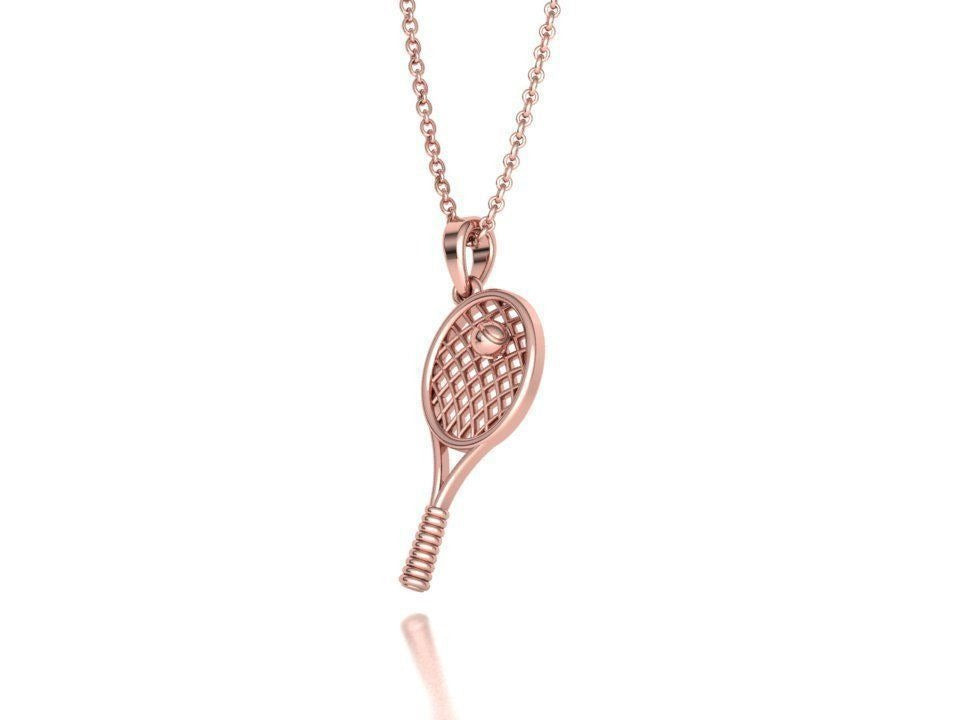 Moissanite Pavé Tennis Racket Pendant – Gold Plated 925 Silver