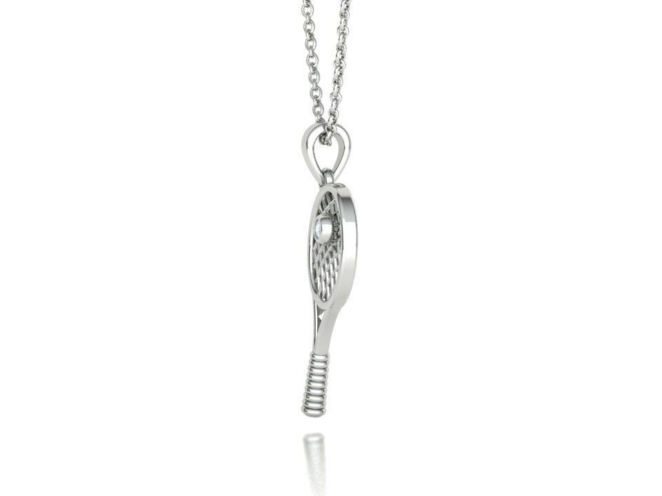 Moissanite Pavé Tennis Racket Pendant – Gold Plated 925 Silver