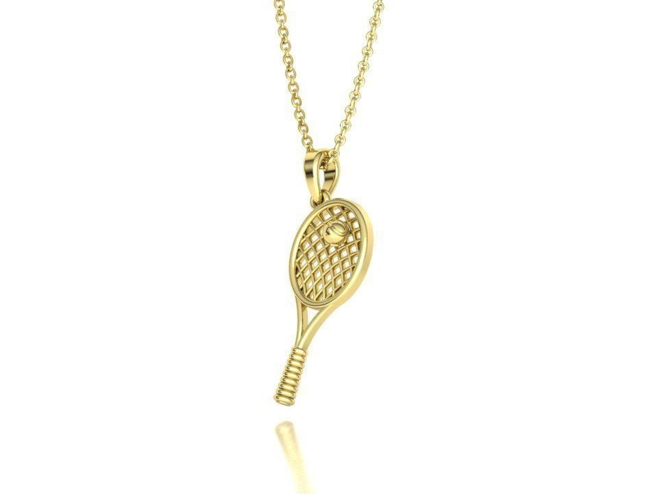 Moissanite Pavé Tennis Racket Pendant – Gold Plated 925 Silver