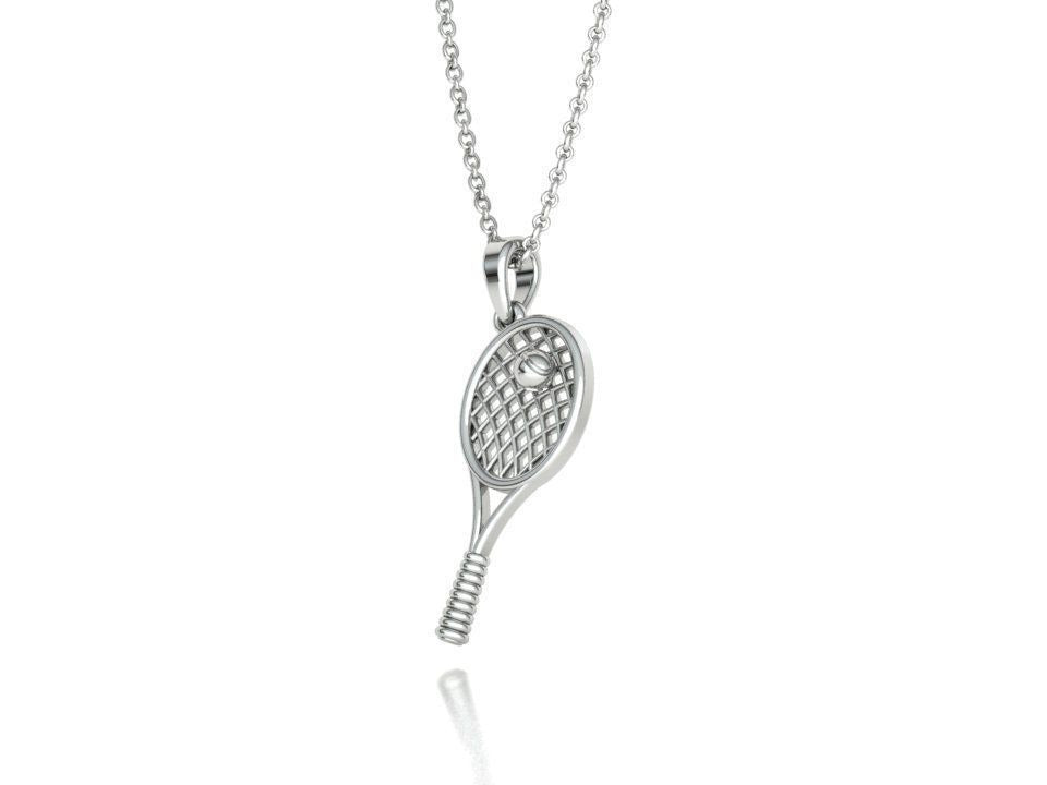 Moissanite Pavé Tennis Racket Pendant – Gold Plated 925 Silver