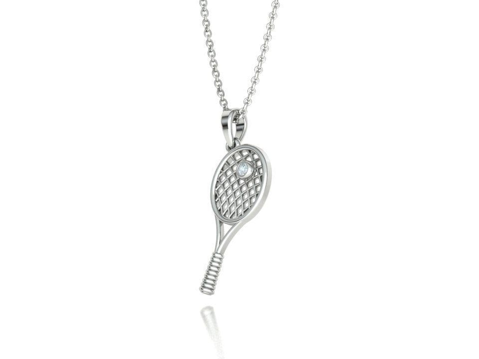 Moissanite Pavé Tennis Racket Pendant – Gold Plated 925 Silver