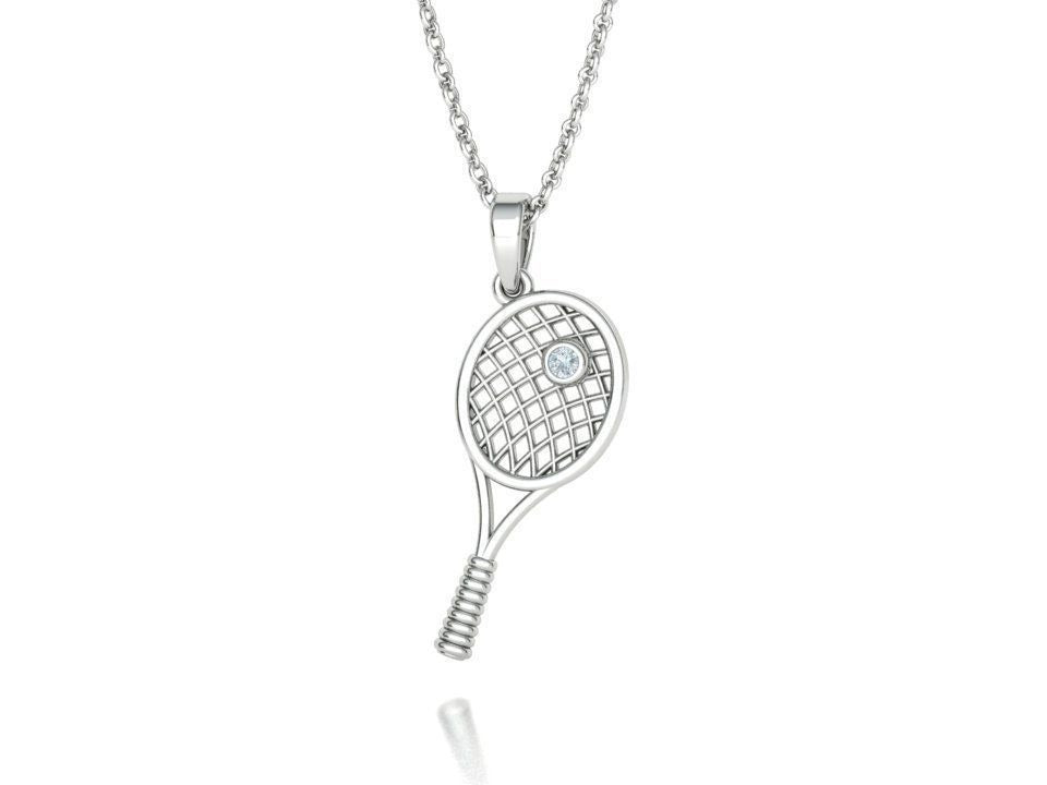 Moissanite Pavé Tennis Racket Pendant – Gold Plated 925 Silver