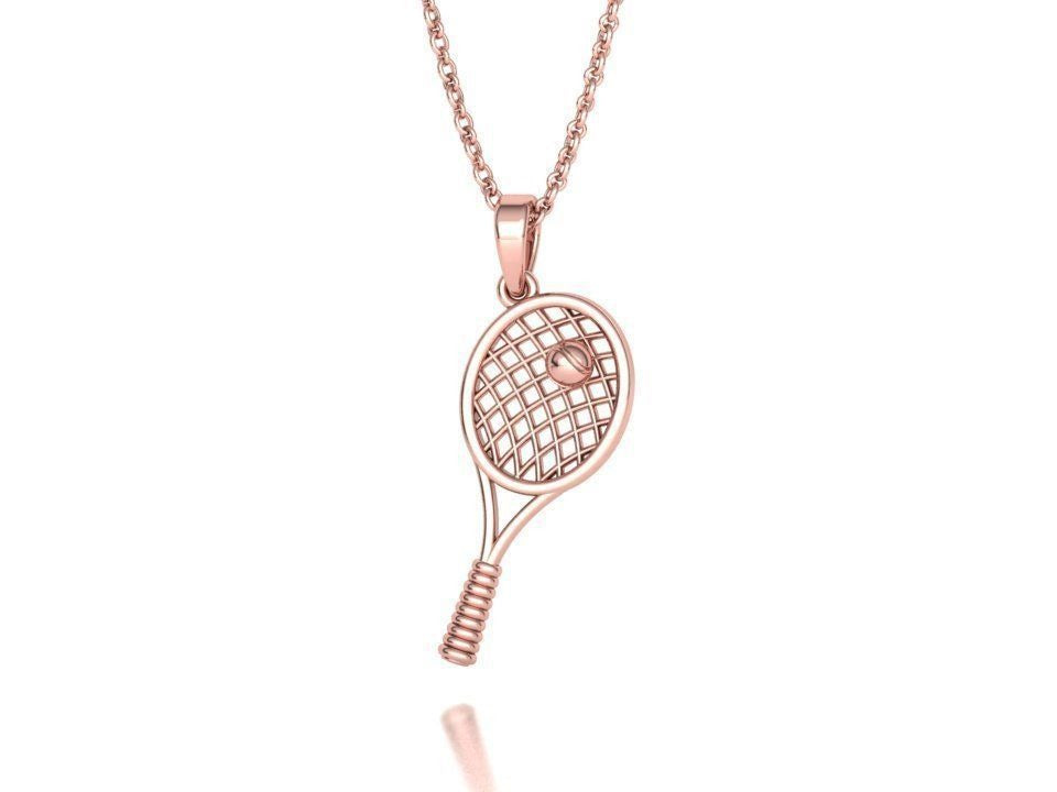 Moissanite Pavé Tennis Racket Pendant – Gold Plated 925 Silver