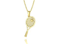 Moissanite Pavé Tennis Racket Pendant – Gold Plated 925 Silver