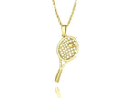 Moissanite Pavé Tennis Racket Pendant – Gold Plated 925 Silver