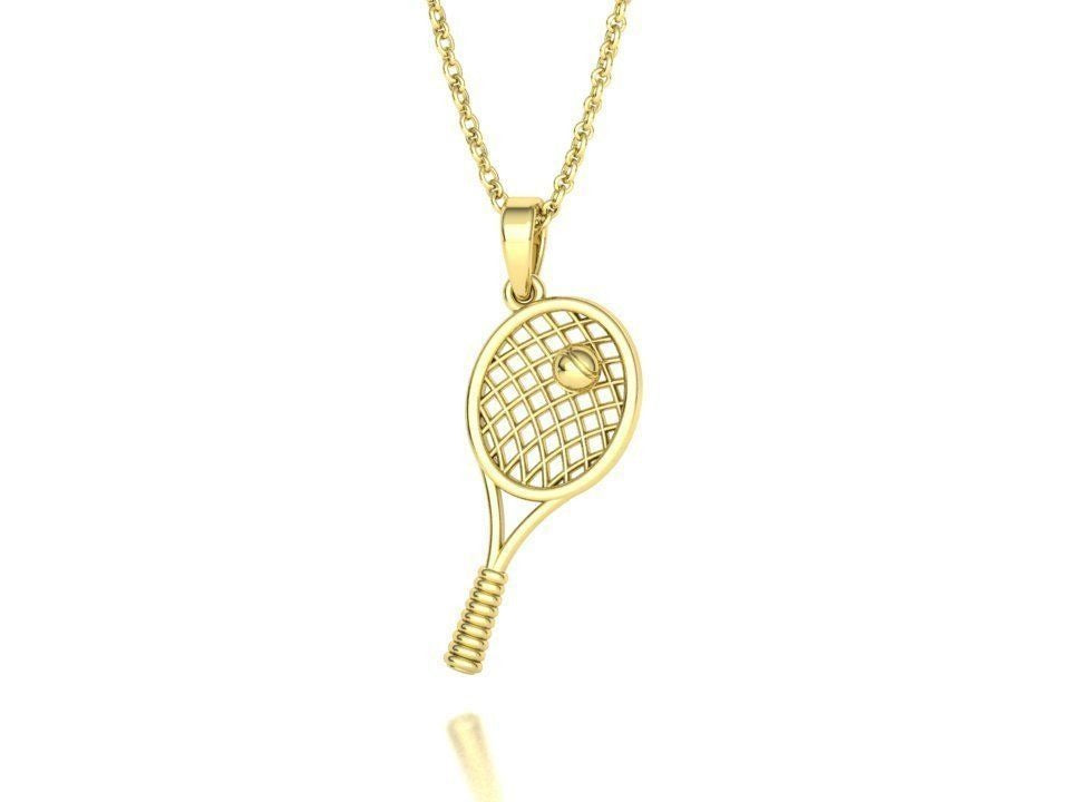 Moissanite Pavé Tennis Racket Pendant – Gold Plated 925 Silver