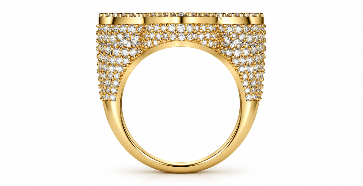 Iced Out Clover Ring – Four Leaf Clover Hip Hop Ring