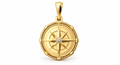 Yellow Gold Large Nautical Compass Medallion Pendant Charm