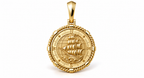 Yellow Gold Large Nautical Compass Medallion Pendant Charm