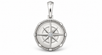 Yellow Gold Large Nautical Compass Medallion Pendant Charm