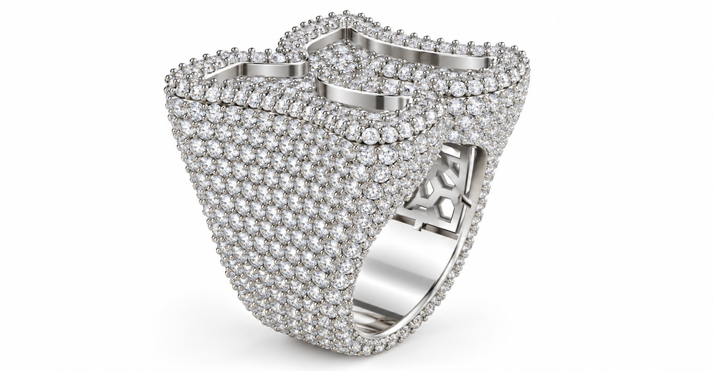 Iced Out Letter M Ring – Baguette Initial Hip Hop Ring