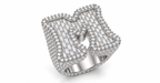 Iced Out Letter M Ring – Baguette Initial Hip Hop Ring