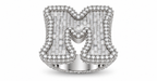 Iced Out Letter M Ring – Baguette Initial Hip Hop Ring