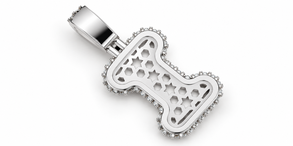 Iced Out Dog Bone Pendant – Pave Bone Charm Pendant