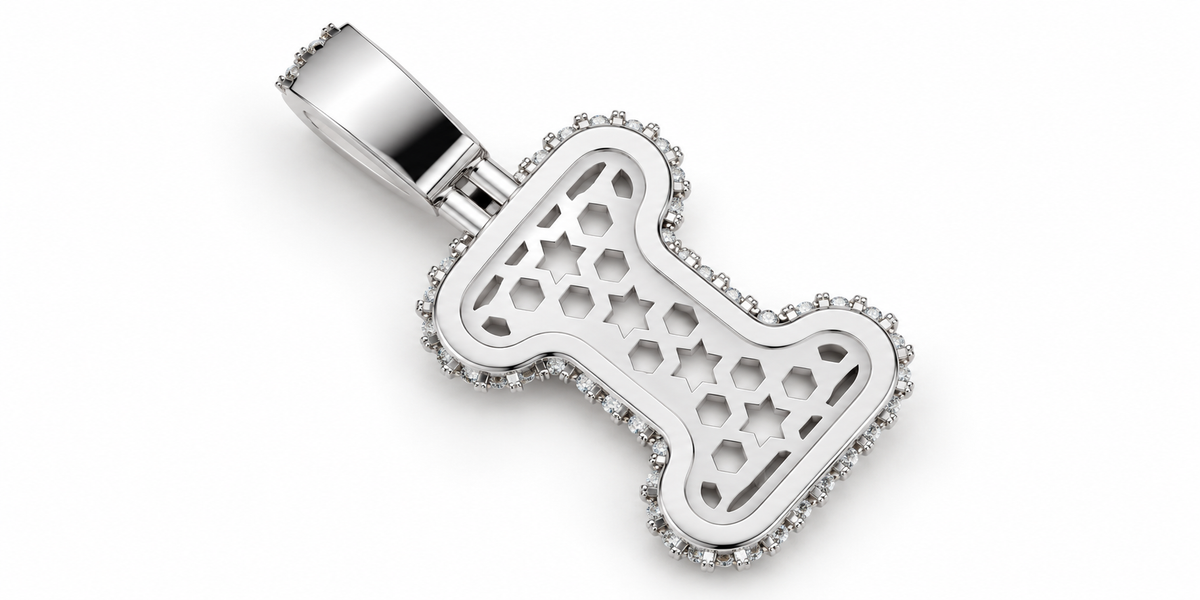 Iced Out Dog Bone Pendant – Pave Bone Charm Pendant