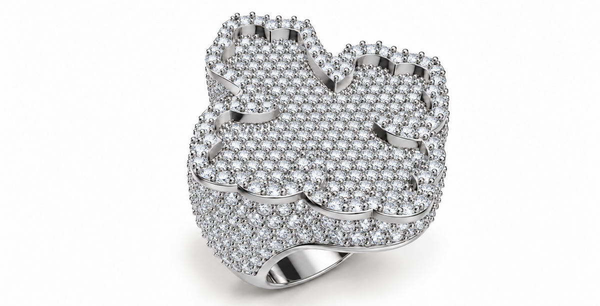 Iced Out Clover Ring – Four Leaf Clover Hip Hop Ring