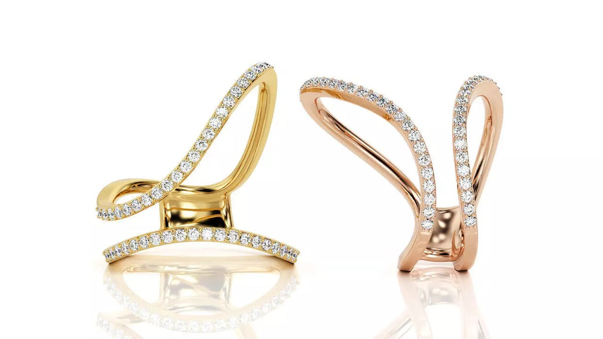 Moissanite Open X Criss Cross Ring – Gold Plated 925 Silver